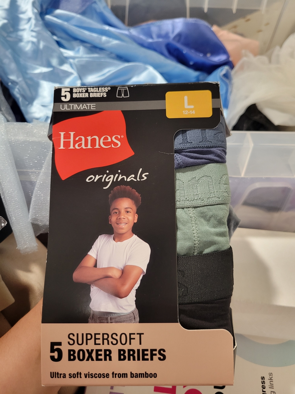 Hanes Originals 5-Pack Supersoft Boxer Briefs - Blue, Green, Black